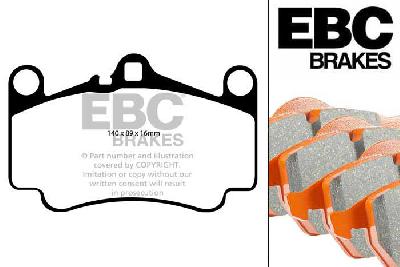 DP91515, Porsche 911 (997) (Cast Iron Disc Only), 3.8 Carrera 4S 2008-2012, EBC Orangestuff remblokken set vooras, Voor modellen met Brembo remklauwen aan de vooras, Voor modellen met een remschijf diameter 330mm
