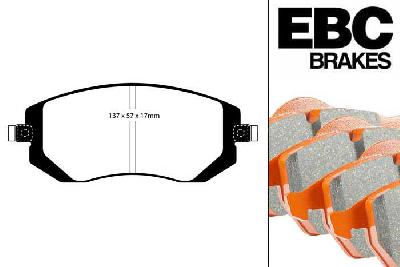 DP91661, Subaru Legacy, 2.5 167 PK 2009-2014, EBC Orangestuff remblokken set vooras, Voor modellen met Tokico remklauwen aan de vooras, Voor modellen met een remschijf diameter 294mm