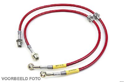 XFI-17945-B4-Red, 4-delige set, Abarth, 500 ABARTH 1.4 TJET 16V, Motor code: 312A1 1368CC   99KW, 08/08-00/00, Goodridge metaal omvlochten remleidingen set