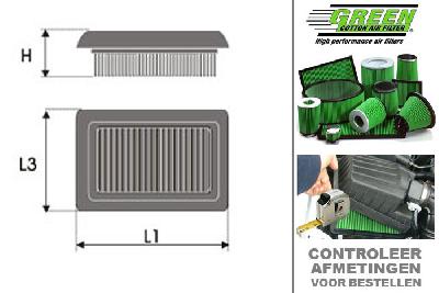 GRP960518, Green vervangingsluchtfilter paneel, Audi, A4 II, 2.0 TDI, 163 pk, 02/2012-