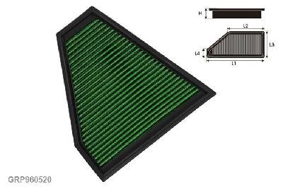 GRP960520, Green vervangingsluchtfilter paneel, BMW, SERIE 1 (E87), 123D, 204 pk, 2007-
