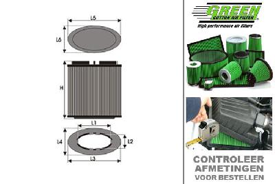 GRG591012, Green vervangingsluchtfilter, Dodge, VIPER SRT-10, 8,3 i V10 (2 Filters), 506 pk, 2003-