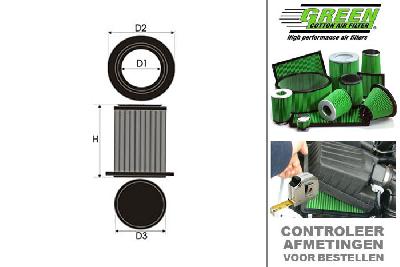 GRG491622, Green vervangingsluchtfilter rond, Ford, Focus III, 1.6 TI-VCT LPG, 117 pk, 07/2012-