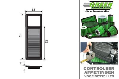 GRP960136, Green vervangingsluchtfilter paneel, Honda, Jazz, 1.2 i 8V, 78 pk, 2002-