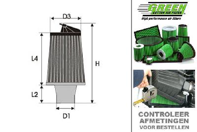 GRG491604, Green vervangingsluchtfilter, Honda, S2000, 2.0 i 16V VTEC, 240 pk, 2000-