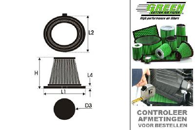 GRG591008, Green vervangingsluchtfilter rond, Mitsubishi, ECLIPSE, 2.0 i 16V, 150 pk, 04/1991-02/1994