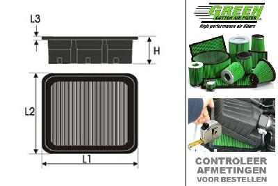 GRP970049, Green vervangingsluchtfilter paneel, Mitsubishi, OUTLANDER II, 2.4 MIVEC, 170 pk, 2007-