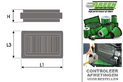 GRP960531, Green vervangingsluchtfilter paneel, Mitsubishi, PAJERO Sport II /MONTERO Sport II (KH0), 3.2 DI-D (KH8W), 160 pk, 09/2008-