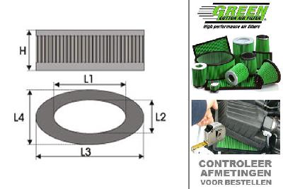 GRR727419, Green vervangingsluchtfilter, Renault, Clio 2, 1.4 i, 75 pk, 1998-2001
