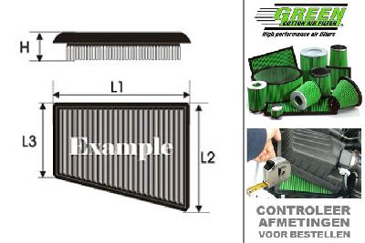 GRP950367, Green vervangingsluchtfilter paneel, Renault, Clio 2, 2.0 i 16V RS, 182 pk, 2003-2005
