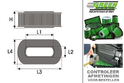 GRR198353, Green vervangingsluchtfilter, Renault, Megane Coupe, 2.0 i 16 V, 150 pk, 1995-1999