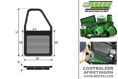 GRP950446, Green vervangingsluchtfilter paneel, Seat, Ibiza V (6P), 1.0, 75 pk, 05/2015-
