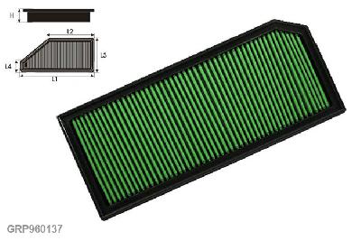 GRP960137, Green vervangingsluchtfilter paneel, Seat, Leon II, CUPRA, 240 pk, 11/2006-