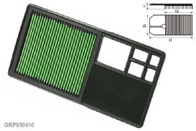 GRP950410, Green vervangingsluchtfilter paneel, Skoda, Roomster, 1.4 i 16V, 86 pk, 2006-