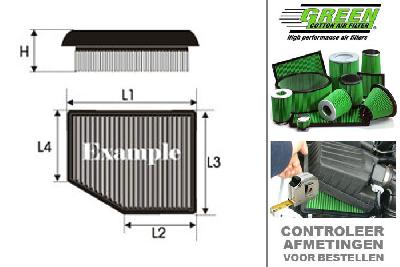 GRP960540, Green vervangingsluchtfilter paneel, Volvo, XC70 II, 2.4 D4, 181 pk, 11/2013-