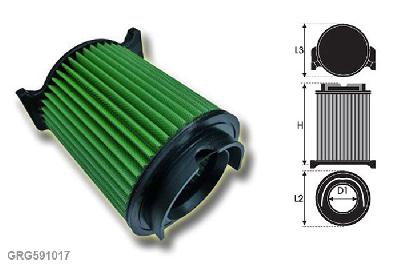 GRG591017, Green vervangingsluchtfilter rond, VW, Jetta III, 1.4 TSI, 122 pk, 09/2007-