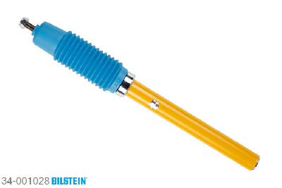 34-001028, Bilstein B6  Sport Schokdemper vooras, VW GOLF II (19E, 1G1), "1.0,  1.3,  1.3 CAT,  1.6,  1.6 D,  1.6 G,1.6 TD,  1.6 TD CL,  1.8,  1.8 GTI,1.8 GTI 16V,  1.8 GTI CAT,  1.8 GTI G60,1.8 i CAT,  2.0", 08/1983-07/1992, Front axle for bolted struts only / Rear axle Height Adjustable, Standaard lengte, geschikt voor gebruik met verlagingsveren tot -40mm
