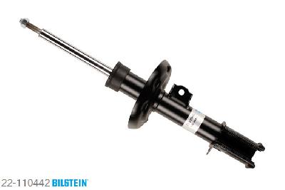22-110442, Bilstein B4  Gas Schokdemper vooras links, Opel CORSA C (F08, F68), "1.0,  1.2,  1.2 Twinport,  1.3 CDTI,  1.6,1.7 CDTI,  1.7 DI", 09/2000-, with standard chassis / Rear axle thread: M10, Standaard lengte, geschikt voor gebruik met verlagingsveren tot -30mm