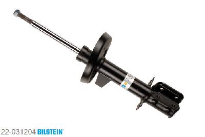 22-031204, Bilstein B4  Gas Schokdemper vooras, Opel OMEGA A Estate (66_, 67_), "1.8,  1.8 N,  1.8 S,  2.0,  2.0 i,  2.3 D,2.3 TD,  2.3 TD Interc.,  2.4 i,  2.6,2.6 i,  3.0,  3.0 24V,  3.0 CAT", 03/1987-04/1994, without ride height adjustment, Standaard lengte, geschikt voor gebruik met verlagingsveren tot -30mm