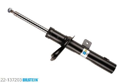 22-137203, Bilstein B4  Gas Schokdemper vooras rechts, Peugeot 206 SW (2E/K), "1.1,  1.4,  1.4 16V,  1.4 HDi,  1.6 16V,1.6 LPG,  2.0 16V,  2.0 HDi", 07/2002-, without sport chassis, without off-road suspension, Standaard lengte, geschikt voor gebruik met verlagingsveren tot -30mm