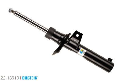 22-139191, Bilstein B4  Gas Schokdemper vooras, Seat LEON (1P1), "1.2 TSI,  1.4 16V,  1.4 TSI,  1.6,  1.6 LPG,1.6 MultiFuel,  1.6 TDI,  1.8 TSI,  1.9 TDI,2.0 FSI,  2.0 TDI,  2.0 TDI 16V,  2.0 TFSI", 09/2009-, with sports suspension / Front axle strutdiameter 55 mm, Standaard lengte, geschikt voor gebruik met verlagingsveren tot -30mm