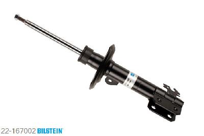 22-167002, Bilstein B4  Gas Schokdemper vooras links, Toyota YARIS (_P9_), "1.0 GPL,  1.0 VVT-i,  1.3 VVT-i,  1.33 VVT-i,1.5,  1.8 VVTi,  D-4D", 11/2005-, Standaard lengte, geschikt voor gebruik met verlagingsveren tot -30mm