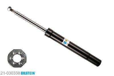21-030338, Bilstein B4  Gas Schokdemper vooras, VW GOLF I (17), "1.1,  1.3,  1.5,  1.5 D,  1.6,  1.6 D,1.6 GTI,  1.6 TD,  1.6 TD CL,  1.8 GTI", 04/1974-12/1983, Front axle for bolted struts only, Standaard lengte, geschikt voor gebruik met verlagingsveren tot -30mm