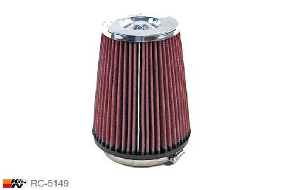 102mm aansluitdiameter, RC-5149, K&N Luchtfilter Universeel, Conisch, Lengte filter 165mm, Buitendiameter onder 137mm, Buitendiameter kap 102mm, Chroom kap, Lengte flens 16mm, 0 mm