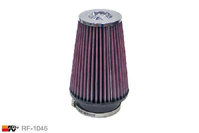 102mm aansluitdiameter, RF-1046, K&N Luchtfilter Universeel, Conisch, Lengte filter 203mm, Buitendiameter onder 152mm, Buitendiameter kap 102mm, Chroom kap, Lengte flens 44mm, 0 mm