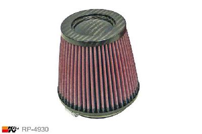 102mm aansluitdiameter, RP-4930, K&N Luchtfilter Universeel, Conisch, Lengte filter 129mm, Buitendiameter onder 137mm, Buitendiameter kap 102mm, Carbon-fiber kap, Lengte flens 16mm, 0 mm