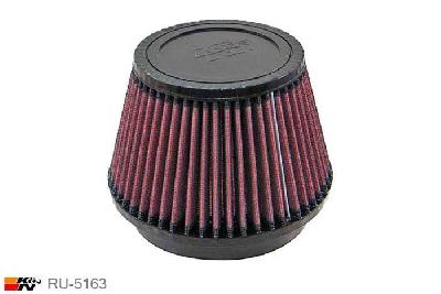 127mm aansluitdiameter, RU-5163, K&N Luchtfilter Universeel, Conisch, Lengte filter 105mm, Buitendiameter onder 165mm, Buitendiameter kap 114mm, Rubber kap, Lengte flens 25mm, 0 mm
