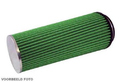 70mm aansluitdiameter, GRB15.70, Green Luchtfilter universeel, Cilindrisch single cone, Lengte filter 230mm, Buitendiameter onder 120mm, Buitendiameter kap 120mm, Chroom kap, centraal