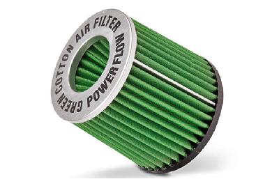 85mm aansluitdiameter, GRTA1.85, Green Luchtfilter universeel, Powerflow cilindrisch, Lengte filter 130mm, Buitendiameter onder 120mm, Buitendiameter kap 120mm, Aluminium geannodiseerde kap, centraal
