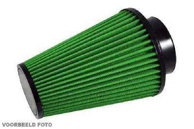 150mm aansluitdiameter, GRK4.150, Green Luchtfilter universeel, Conisch single cone, Lengte filter 250mm, Buitendiameter onder 190mm, Buitendiameter kap 200mm, Rubber kap, centraal, reverse-cone , bovendiameter groter als onder