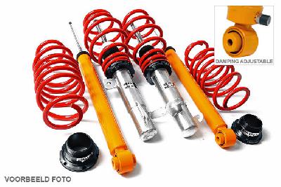 70 VS 12, V-Maxx xxtreme Schroefset in hoogte en hardheid instelbaar, VW Polo 1.4 TDi/1.9SDi/1.9TDi, 9N, Bouwj. 4/02 - 09, ALWAYS use special stabilizer connection bolts, Tuv gekeurd verstelbereik vooras 35-60mm, Tuv gekeurd verstelbereik achteras 30-60mm