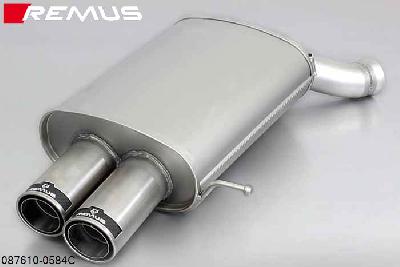 087610 0584C, BMW 5 Series F10 Sedan / F11 Touring, Year 2010- , 520i 4 Zyl. 2.0l 135 kW (N20B20), 528i 4 Zyl. 2.0l 180 kW (N20B20A), 528ix 4 Zyl. 2.0l 180 kW (N20B20A),, 523i 2.5l 6 Zyl. 150 kW (N52B30A), 523i 3.0l 6 Zyl. 150 kW (N53B30A), 528i 3.0l 6 Zyl. 190 kW (N53B30A), Remus Sport exhaust with 2 tail pipes round 84 mm Street Race