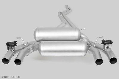 088016 1500, BMW M2 F87 Coupe, Year 2016- , 3.0l 272 kW, Remus Cat-back-system L/R (without tail pipes)with integrated valves, incl. EEC homologationOriginal tube round 80 mm, REMUS tube 2 x round 65 mmThe system includes an additional original BMW actuator and a Y-cable for connecting both actuators  with the onboard electronics of the vehicle.