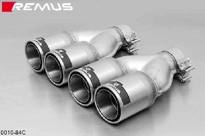 0010 84C, Fiat Grande Punto Hatchback, 3 and 5 door, Year 2005- , 1.2l 48 kW, 1.4l 57 kW, Remus Tail pipe set L/R consisting of 4 tail pipes round 84 mm Street Race