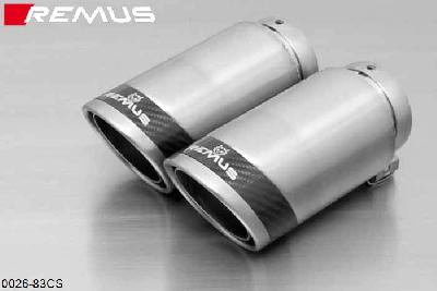 0026 83CS, Ford Fiesta ST, VII, type JA8, Year 2013- , 1.6l 134 kW (JTJA), Remus Tail pipe set 2 tail pipes round 84 mm Carbon Race, with adjustable spherical clamp connection