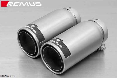 0026 83C, Ford Fiesta ST, VII, type JA8, Year 2013- , 1.6l 134 kW (JTJA), Remus Tail pipe set 2 tail pipes round 84 mm Street Race, with adjustable spherical clamp connection