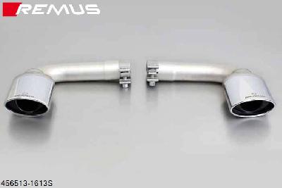 456513 1613S, Mazda 3 Sport, Hatchback, 5 door, type BM, Year 2013- , 1.5i 74 kW (P5), 2.0i 88/121 kW (PE), 2.2l CD 110 kW (SH), Remus Tail pipe set L/R consisting of 2 tail pipes 120x74 mm angled