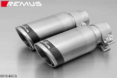 0010 83CS, Mazda MX-5, type NC1, Year 2005- , 1.8l 93 kW (L8), 2.0l 118 kW (LF), Remus Tail pipe set L/R consisting of 2 tail pipes round 84 mm Carbon Race