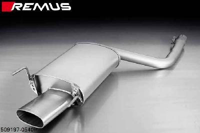 509197 0540P, Mercedes CLK W208 Coupe and Cabrio, CLKYear 200 2.0l 100/120 kW, 1997- , CLK230 compressor 2.3l 142 kW, CLK 280 2.8l 145 kW, CLK320 3.2l 160 kW, 1997-, Remus Sport exhaust with 1 tail pipe 140x72 mm mat polished