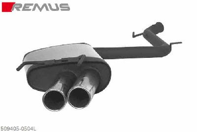 509405 0504L, Mercedes S-Class W221, Year 2005- , S350 3.5l V6 Year 200 kW, S500 5.5l V8 285 kW, Remus Sport exhaust left with 2 tail pipes round 76 mm