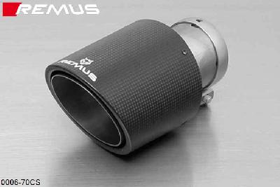 0006 70CS, Mini One F56 (3 door), Year 2014- , 1.2l 75 kW, Remus 1 Carbon tail pipe round 102 mm angled, Titanium internals, with adjustable spherical clamp connection