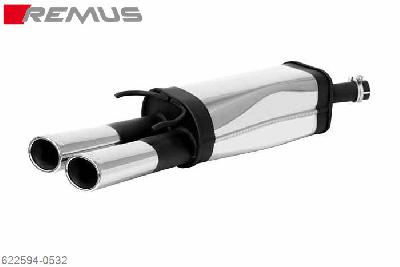 622594 0532, Opel Tigra A Coupe, Type S93, 1994- , 1.4l 66 kW, 1.6l 78 kW, Remus Sport exhaust with 2 tail pipes 82x67 mm