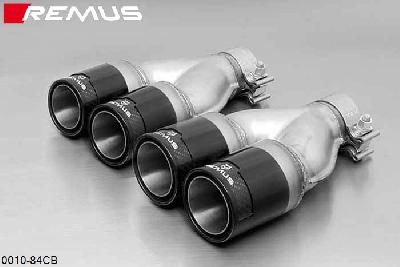 0010 84CB, Peugeot 207, 3 and 5 door, Year 2006- , 1.4l 54/65 kW, Remus Tail pipe set L/R consisting of 4 tail pipes round 84 mm Street Race Black Chrome