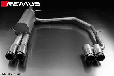 666110 1584C, Peugeot RCZ, Type 4J, Year 2010- , RCZ Facelift, Type 4J, Year 2013- , 1.6l THP 115 kW (5FV), 1.6l THP 147 kW (5FU), Remus Sport exhaust L/R, with 4 tail pipes round 84 mm Street Race