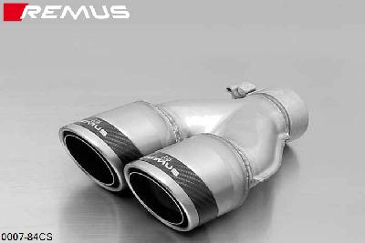 0007 84CS, Seat Altea, type 5P, Year 2004- , 1.4l 63 kW, Year 2006- , 1.6l 75 kW, 2.0l FSI 110 kW, 2.0l TFSI 147 kW, 1.9l TDI 77 kW, 2.0l TDI 100 / 103 / 125 kW, Remus 2 tail pipes round 84 mm Carbon Race