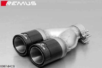 0007 84CB, VW Fox, 3 door, type 5Z, Year 2005- , 1.4l TDI 51 kW, Remus 2 tail pipes round 84 mm Street Race Black Chrome